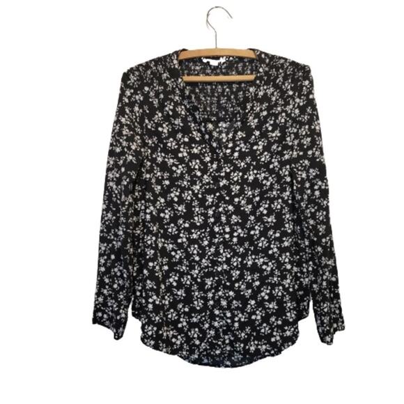 Ditzy Floral Long Sleeve Peasant Top - Picture 1 of 7